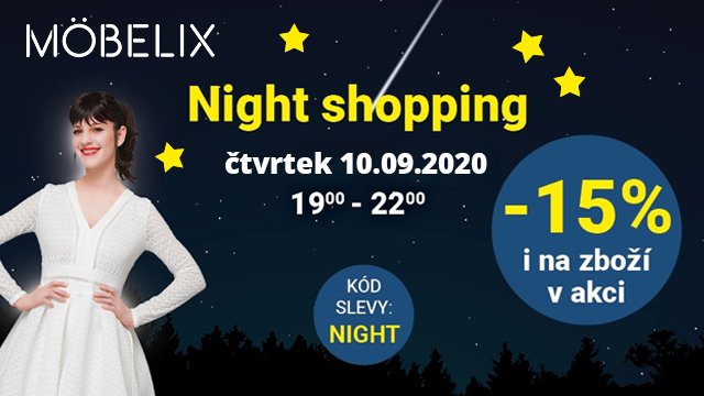 Night shopping - 15 % na vše